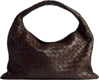 Bottega Veneta Dark Brown Hop Intrecciato Leather Small Bag