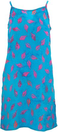 Loud Elephant Strappy Dress Holly Leaves Blue Rayon Womens Ladies Summer Colourful Bright Combination Lady Colour Medium