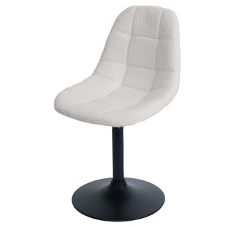 Hhg Silla De Comedor Hhg 898, Silla De Cocina Silla Giratoria, Acero Mvg Tela/textil Boucl&eacute; (450g/m&sup2;), Crema