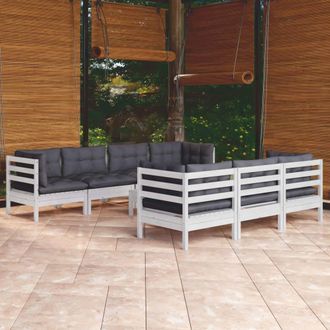 vidaXL Muebles De Jard&iacute;n 8 Pzas Con Cojines Madera Maciza De Pino Vidaxl