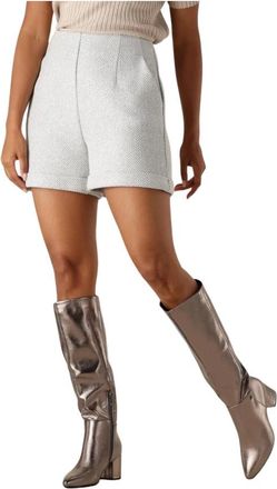 Access Fashion Zilveren Shorts met Glamour Touch - Dames - Bermuda - Grijs - L - Katoen - Korte Broeken