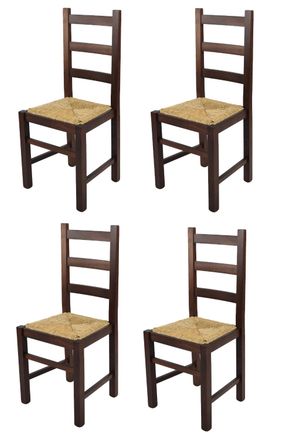 Tommychairs Tommychairs 4 Sillas Rustica En Haya Nogal Oscuro Y Asiento De Paja