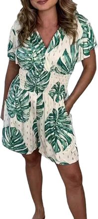 Generic Floral Jumpsuits For Women Shorts Short Sleeve - Womens Floral Romper Playsuit - Wide Leg Jumpsuit LadiesJumpsuits Size 14 Romper Suit Playsuit Size 1