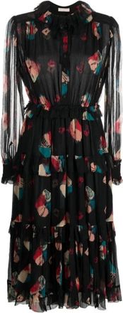 Ulla Johnson Elegante Witte Zijden Midi Jurk - Dames - Casual kleedjes - Wit - L - Kleedjes