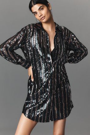 Maeve The Soren Sequin Mini Shirt Dress by Maeve
