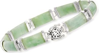 Ross-Simons Jade Good Fortune Bracelet in Sterling Silver