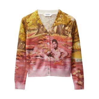 Versace Cardigans, female, Multicolor, Size: XS V-neck Cardigan