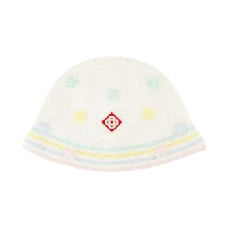 Casablanca Witte Gehaakte Bucket Hat - Katoen - unisex - Hoeden - Wit - M - Katoen - Accessoires