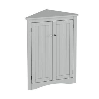 Urban Meuble Armario de esquina gris con puertas de cristal y LED