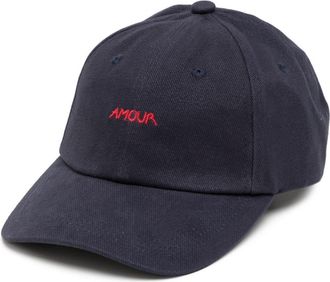 Maison Labiche embroidered-slogan cotton cap - unisex - Cotton - One Size - Blue