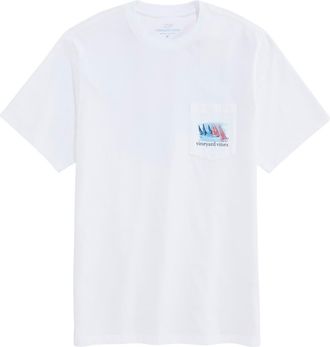 Vineyard Vines Race to the US Graphic Pocket T-shirt in White Cap at Nordstrom, Size Xx-Large