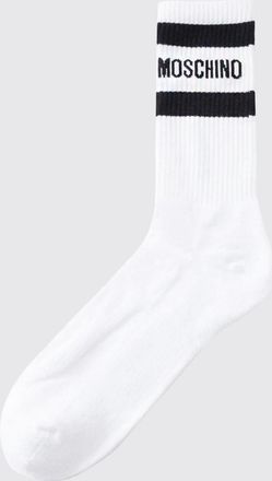 Moschino Calze in cotone stretch a righe con logo jacquard