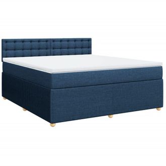 vidaXL Cama Box Spring Con Colch&oacute;n Tela Azul 180x200 Cm Vidaxl