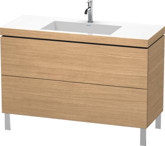 Duravit Lavabo Para Muebles Duravit L-cube C-bonded Con Base De Pie, 120x48 Cm, 2 Extra&iacute;bles, Sin Rebosadero, 1 Agujero Para Grifo, Color: Decoraci&oacute;n Roble Eu