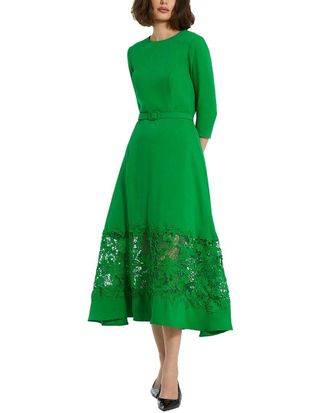 Mac Duggal Repe Boat Neck Midi Dress