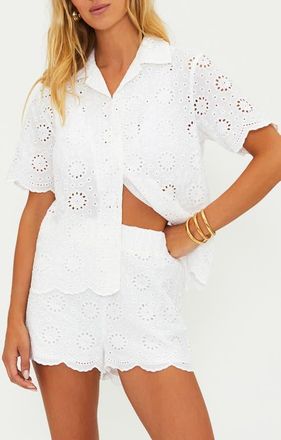 Beach Riot Lexie Cotton Eyelet Cover-Up Shirt in White Magnolia Eyelet at Nordstrom, Size X-Large