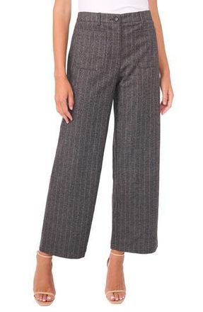 Vince Camuto Stripe Patch Pocket Crop Wide Leg Pants in Rich Black/White at Nordstrom Rack, Size 8
