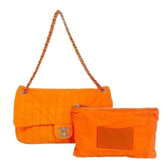 Chanel Pre-owned Vintage Nylon Schoudertas - Dames - Pre-owned - Oranje - Maat: ONE Size Nylon