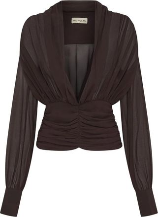 Nicholas Top Jacqueline con arricciatura - Marrone