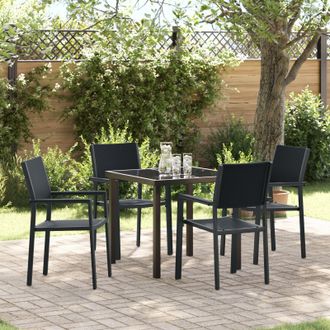 Berkfield Home 5 Piece Garden Dining Set Black Poly Rattan