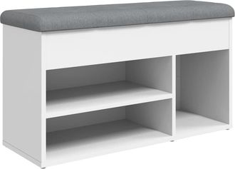 vidaXL Vidaxl - Banco Zapatero Madera De Ingenier&iacute;a Blanco 82x32x45,5 Cm