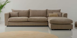 LeGer Home by Lena Gercke Ecksofa »Avelina« Breite 297 cm, in Cord- und Chenille- Stoff, Rückenkissen mit Federn