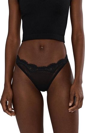 Free People Fiona Thong Womens Underwear Black : MD (Womens 8-10), Spandex/Nylon
