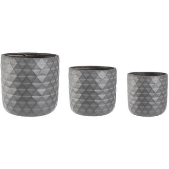 BIZZOTTO Set 3 vasi tondi Pyramid To da esterno per piante e fiori in fibra di vetro -Salvia