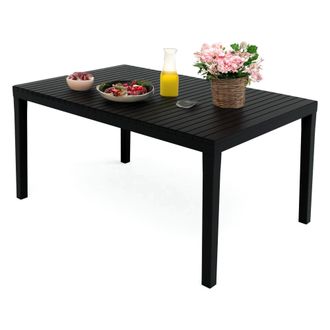 Dmora Mesa De Exterior Maratea, Mesa De Comedor Rectangular, Mesa De Jard&iacute;n Multiusos, 100% Made In Italy, 150x90h72 Cm, Antracita, Con Embalaje Reforzado -