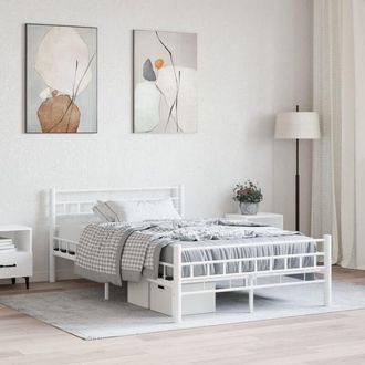 vidaXL Bed Frame with Headboard White 160x200 cm Metal Vidaxl