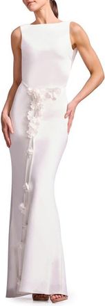 Dress The Population Eloise Floral Cowl Back Gown in White at Nordstrom, Size Xx-Large
