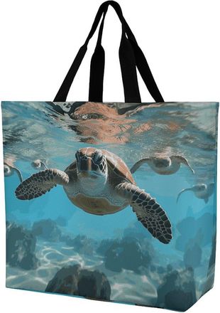 Generic Sea Turtle Tote Bag Reusable Carry Bag Handle Handbags For Work Casual Picnic