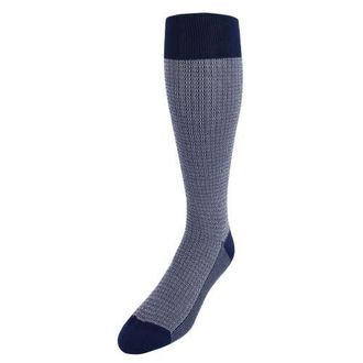 Trafalgar Store Bernard Chain Link Over The Calf Mercerized Cotton Socks in Navy Blue at Nordstrom