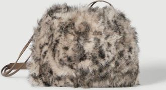 Brunello Cucinelli Pouch bag in lynx-effect shearling with monili in Beige at Nordstrom