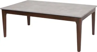 Mendler Mesa De Centro Hhg-988, Mesa Auxiliar Mesa De Sof&aacute; Madera Maciza Hdf Laminado Melamina 46x120x70cm Aspecto Hormig&oacute;n Patas Marrones