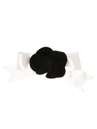 Chanel 2000s camellia silk bow hairpin - Black