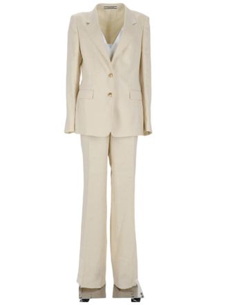 Tagliatore Two-Piece Tailored Straight-Leg Linen Suit
