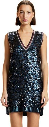 Cynthia Rowley Sequin V-Neck Mini Knit Dress in Navy at Nordstrom, Size X-Small
