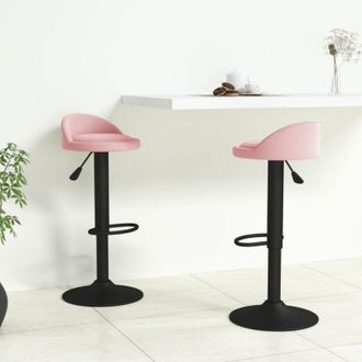 vidaXL vidaXL Sgabelli da Bar 2 pz Rosa in Velluto