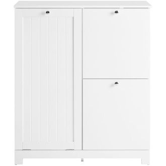 SoBuy SoBuy Narrow Bathroom Cabinet with 3 Laundry Baskets, Large Integrated Basket and 2 Removable Ones, BZR213-W