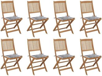 vidaXL Sillas De Jard&iacute;n Plegables 8 Uds Y Cojines Madera Maciza Acacia Vidaxl