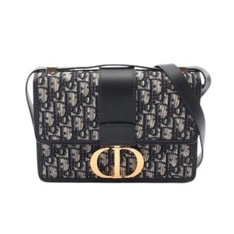 Dior Pre-owned 30 Montaigne Oblique Jacquard Canvas Leather Shoulder Bag - Dames - Pre-owned - Veelkleurig - Maat: ONE Size Leer