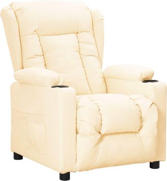 vidaXL Sill&oacute;n Reclinable De Cuero Sint&eacute;tico Crema Vidaxl