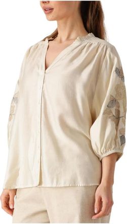 Nukus Nukus, Overhemden, Dames, Wit, XS, Linnen, Tina Blouse Embroidery