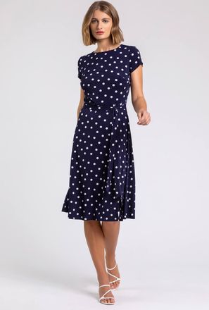Roman Spot Print Jersey Stretch Dress