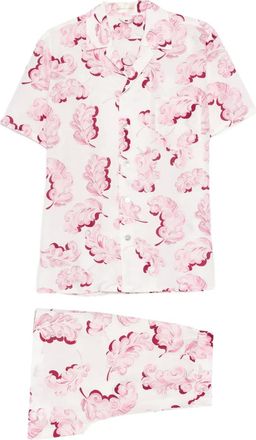 Olivia Von Halle Emeli Plume feather-print pyjama (set of two) - Wit