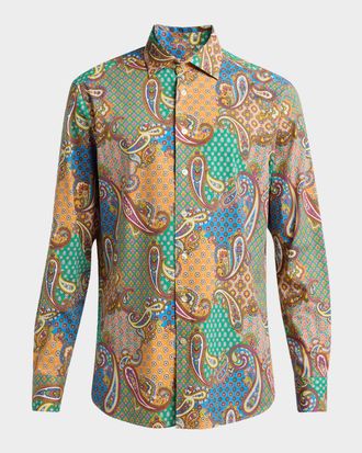 Etro Mens Bandana Multi-Pattern Shirt