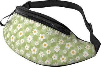 Generic Daisies Flowers Square Bum Bag Belt Bag Lightweight Fanny Pack For Gym Cycling Ladies 14X35Cm