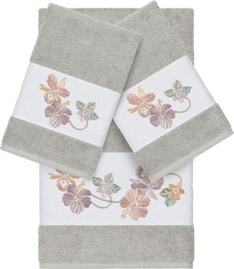 Linum Home Textiles 100% Turkish Cotton Caroline 3Pc Embellished Towel Set
