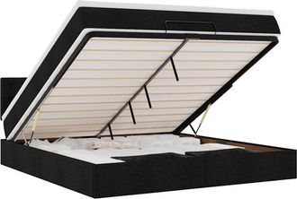 vidaXL Vidaxl - Estructura De Cama Otomana Con Colch&oacute;n Tela Negra 180x200cm